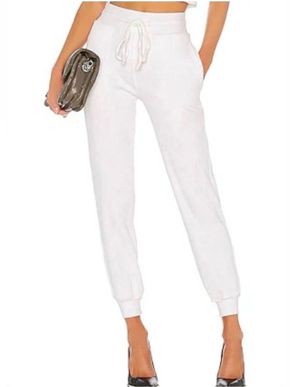 THE RANGE Primary Rib Jogger Sweatpants in White Women’s Size Small